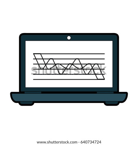 laptop computer with graph chart on screen icon image 