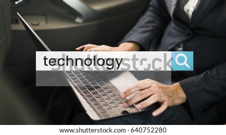 Technology Search Bar Box Graphic on Businessman Background