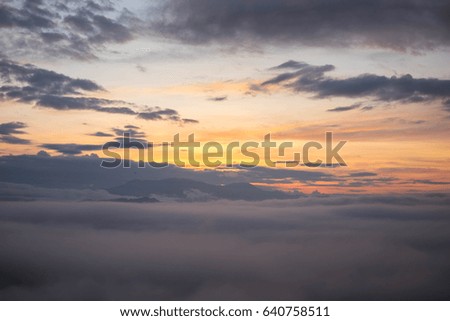 Aerial view of Blue sky and top Cloud view or cloudy of bird eye view from airplane window. 