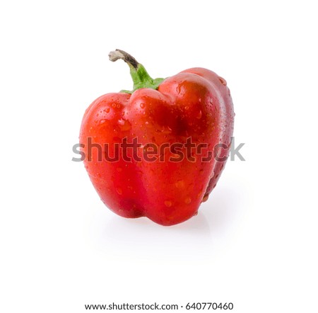 Red ripe pepper isolated on white background.