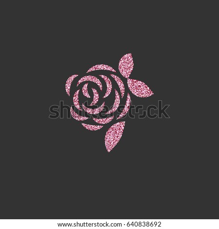 Pink glitter rose, vector, flower, logo, sign, symbol, emblem. Vector illustration.