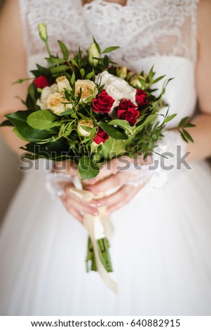 the bride's bouquet, Wedding floristry, Bride with bouquet