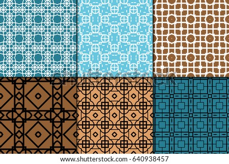 set of 6 seamless geometric patterns. Texture for holiday cards, invitations, design wallpaper