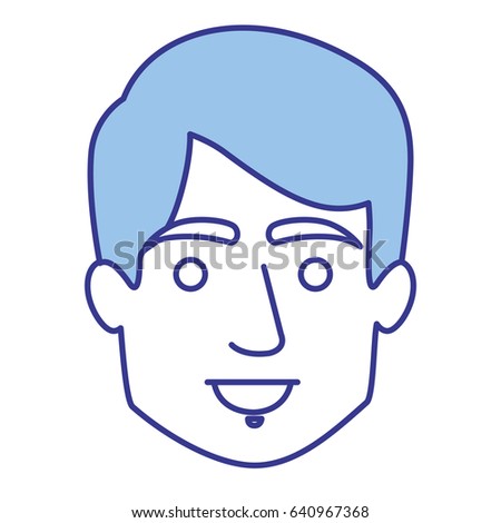 blue silhouette of young face with short hair vector illustration