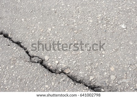Cracks on the asphalt path