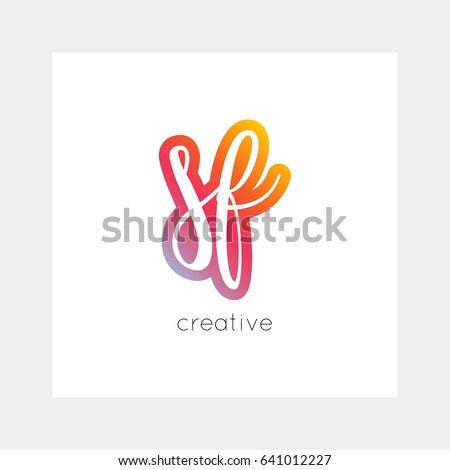 SF logo, vector. Useful as branding, app icon, alphabet combination, clip-art.