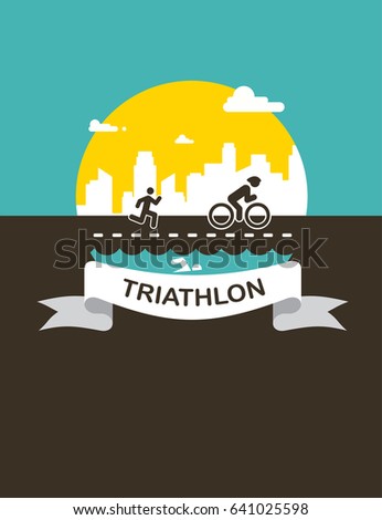 Vector illustration triathlon, flat design. vector illustration