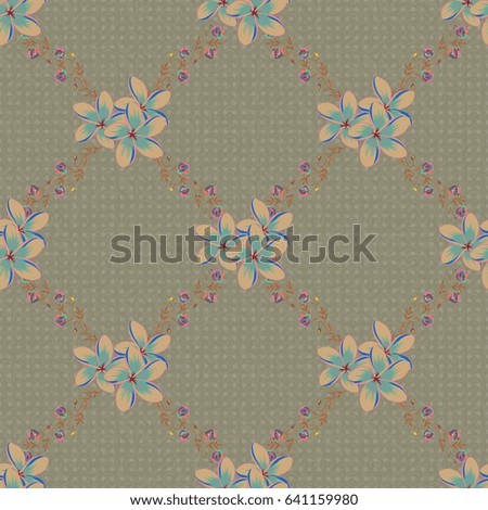 Illustration good for the interior design, printing, web and textile design. Seamless texture of floral ornament in green and blue colors. Optical illusion.