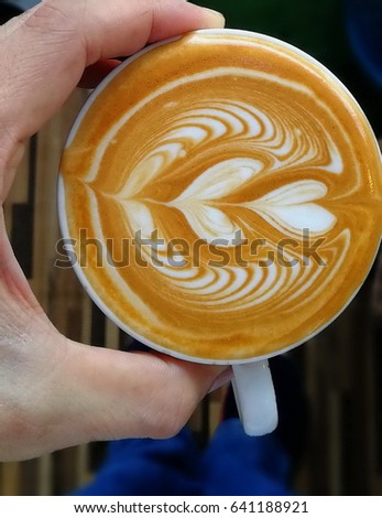 Latte art  tulip wing pattern,coffee at super1coffee,Bangkok