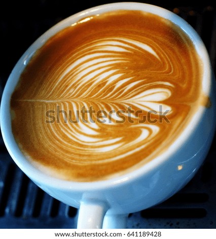 Latte art  rosetta  pattern coffee at ,Bangkok