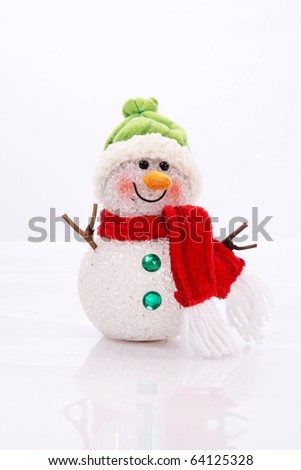 Snowman Card over white background. Vertical image