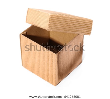 Cardboard box with cover isolated on white background