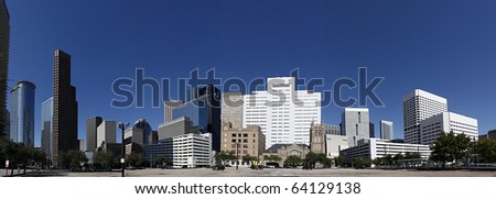 Panorama in Downtown Houston seen from Bell Street