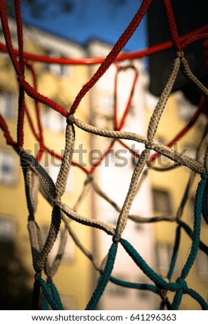 Closeup of basketball hoop net