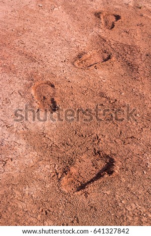 footprints dried in the ground or on the ground