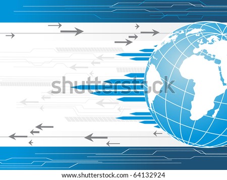 abstract futuristic background with arrowhead and globe