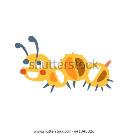 Cute cartoon caterpillar colorful character vector Illustration