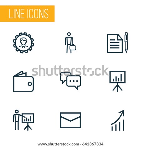 Trade Outline Icons Set. Collection Of Agreement, Wallet, Conversation And Other Elements. Also Includes Symbols Such As Mail, Chatting, Businessman.