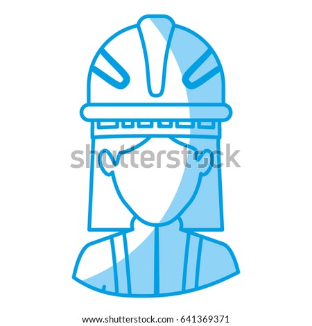blue silhouette with half body of faceless female firefighter vector illustration