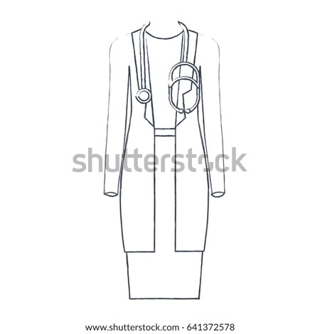 monochrome blurred silhouette of female doctor clothing vector illustration
