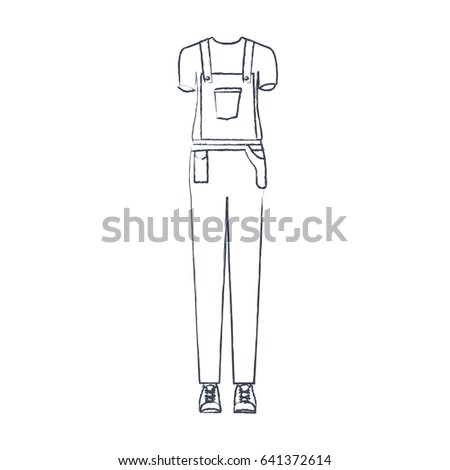monochrome blurred silhouette of female uniform of worker vector illustration