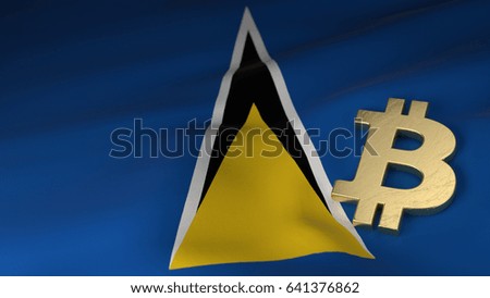 Bitcoin Currency Symbol on Flag of Saint Lucia