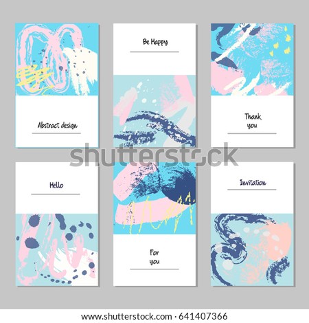 Set of universal cards and invitations, abstract modern style.