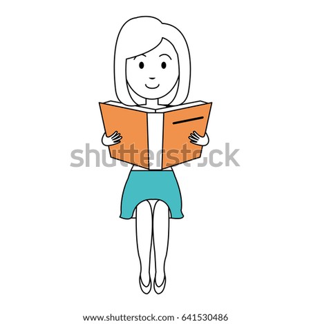 woman reading textbook character