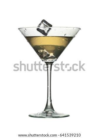 Martini glass and splash; isolated on white background
