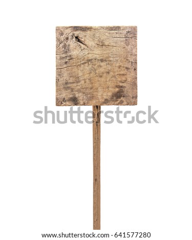 Wooden sign board isolated on white background.Old wooden sign board isolated.Square wooden sign board isolated