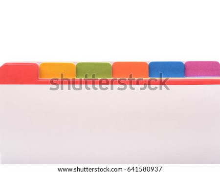 File folder with color tags and blank space