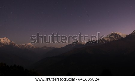 Annapurna mountains before dawn.