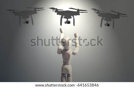 Drones chasing a doll