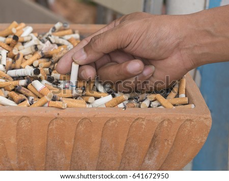 cigarette in ashtray. health concept.
