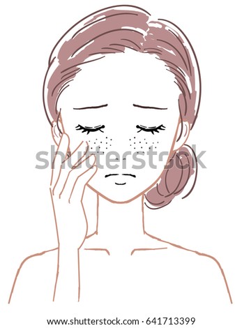Illustration of a woman worried about pores