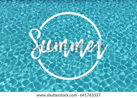 Clear blue rippled swimming pool or sea with summer message. 3D Rendering