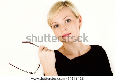 portrait of a beautiful young woman with glasses