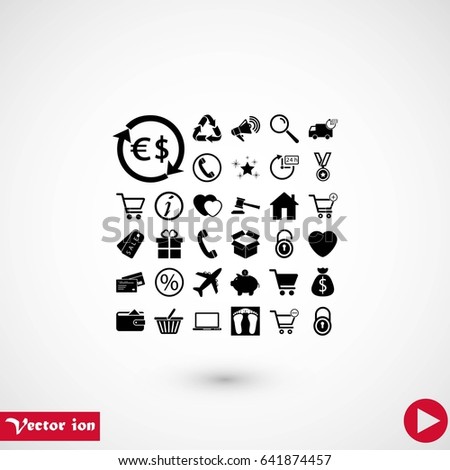 Shopping icons vector, flat design best vector icon
