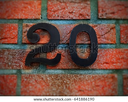 number 20 House number on the wall  twenty