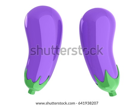 Fresh Eggplant vegetable isolated icon. Eggplant for farm market, vegetarian salad recipe design. 3d illustration