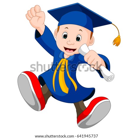 vector illustration of happy boy after graduation