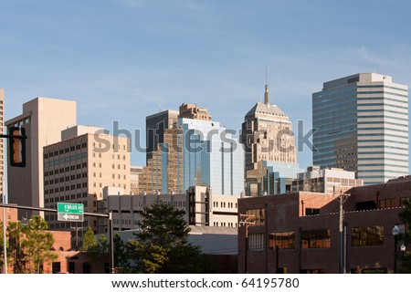Office buildings of Oklahoma city downtown, USA Royalty-Free Stock Photo #64195780