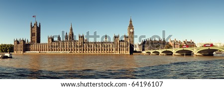 Panoramic picture of  Houses of Parliament, London.