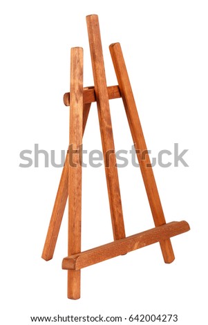 Wooden painter easel isolated on white. academy tripod