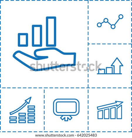 Diagram icon. set of 6 diagram outline icons such as board, graph, graph on hand, money growth
