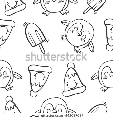 Pattern penguin and ice cream