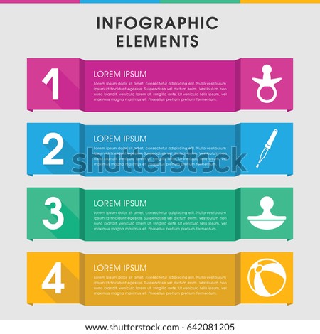 Modern rubber infographic template. infographic design with rubber icons includes pacifier, beach ball. can be used for presentation, diagram, annual report, web design.