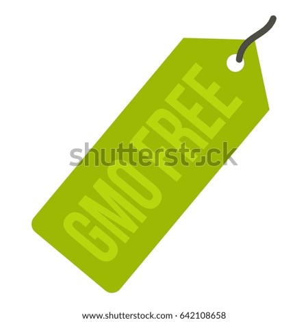 GMO free green price tag icon flat isolated on white background  illustration