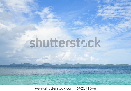 Beautiful white sand beach and sea of phuket thailand with blue sky. egg island