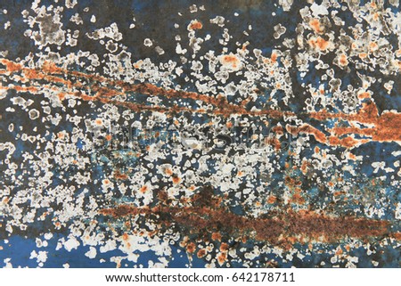 Background blue brown old rusty iron